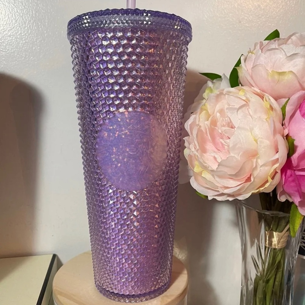 Purple glitter bling China studded venti cold cup Starbucks 24 oz tumbler